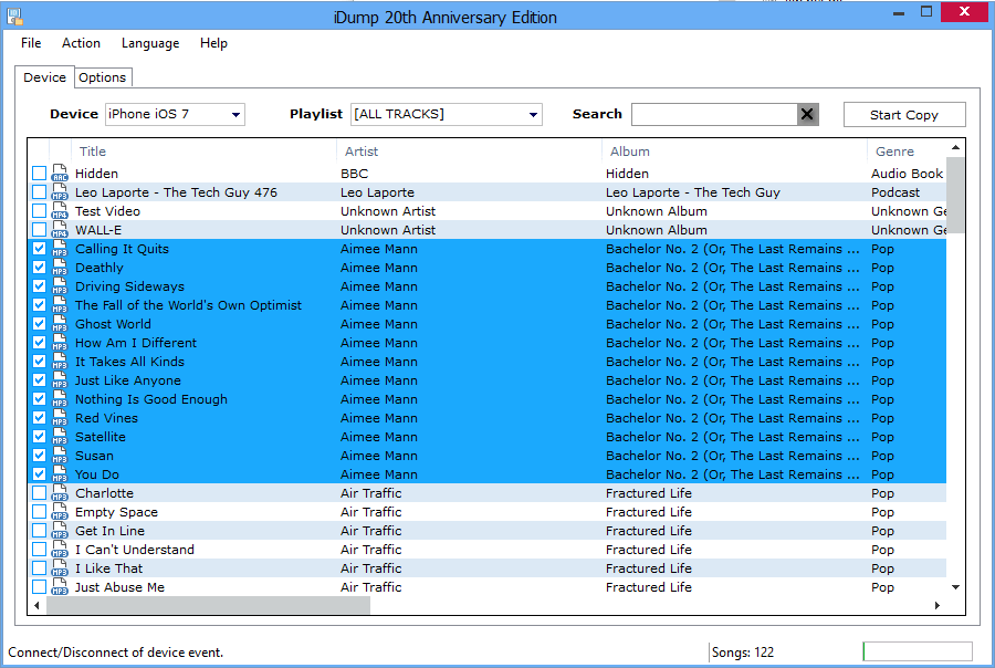 iDump 20th Anniversary Edition Main Screen.
