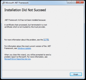 .net installation error. Root Certificate.